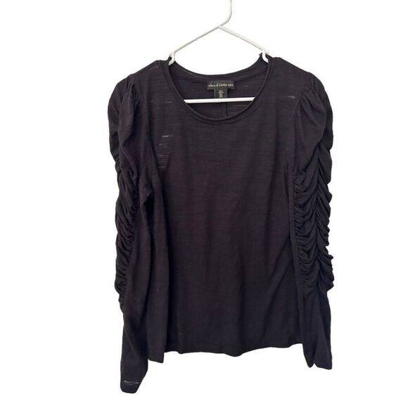 House Of Harlow 1960 Women's Ruched Long Sleeve Burnout Top Black Large - Picture 5 of 8